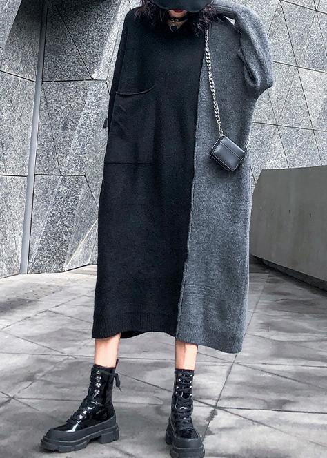 アシンティック冬用パッチワークセーター｜ヴィンテージグレー・ニットウェア