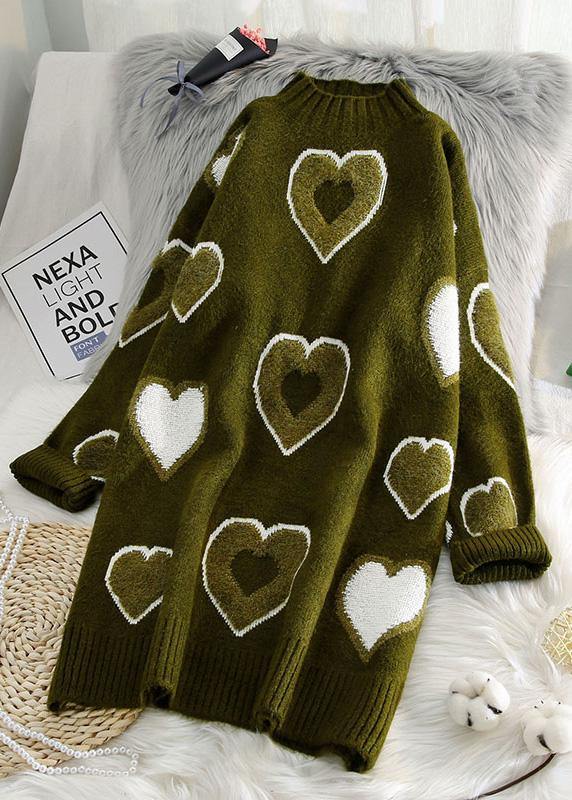 チャンキー レッド ニットワンピース ロング丈 Oネック オーバーサイズ 厚手 ニットウェア