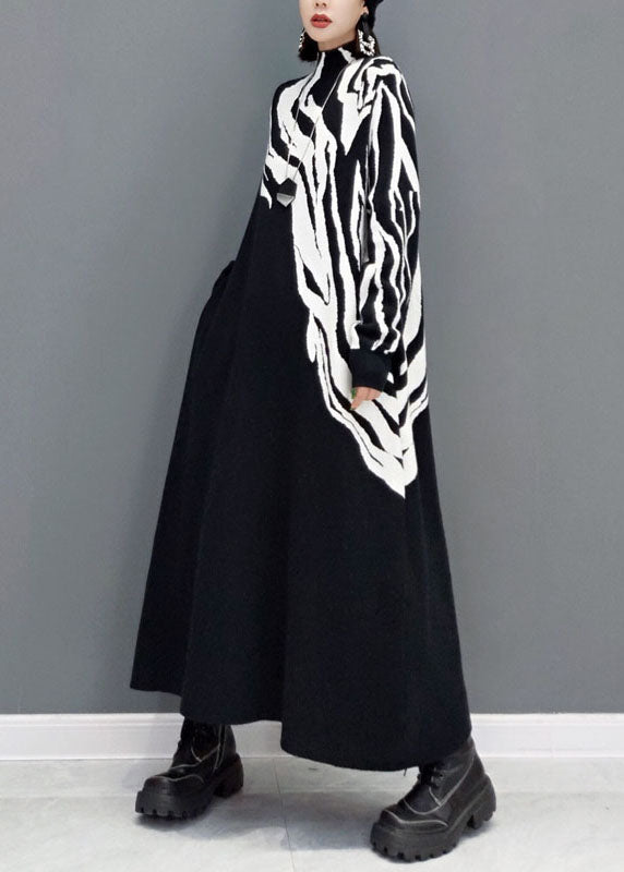 レディース 上品 ホワイト プリント柄 ニット セーターワンピース 春用