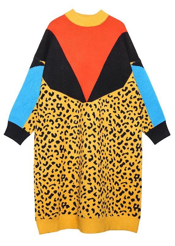 通勤用 イエロー ニットワンピース（セーターワンピ） デザインパッチワーク ヒップスター 春物